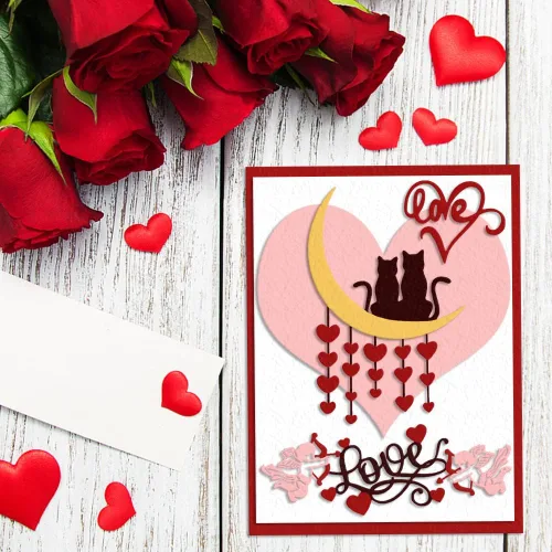 Miniatura 3 de Troqueles de metal para el día de San Valentín y luna, para hacer tarjetas, palabras de amor de Cupido, troqueles de corte de corazón