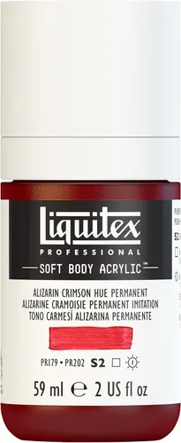 Liquitex Pintura acrílica profesional de cuerpo suave, botella de 59 ml, tono carmesí alizarina permanente