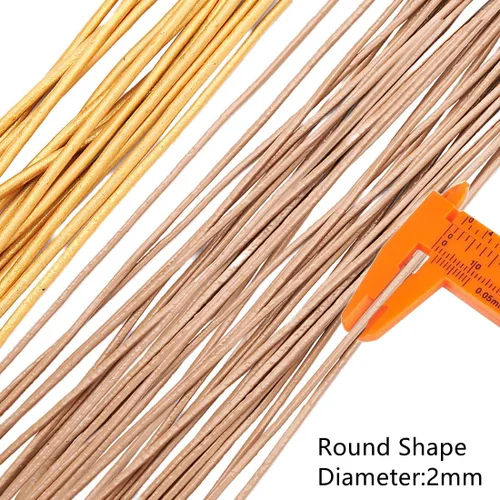Miniatura 2 de Cuerda redonda de cuero real de 21 yardas, cuerda trenzada de cuero genuino para hacer joyas, collares, pulseras, cordones de zapatos, correas