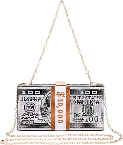 Miniatura 4 de Covelin Bolso de mano Dollar para mujer, bolso de noche con diamantes de imitación