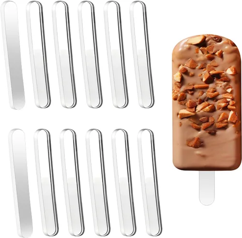 Mini Skater 30 unidades de palo acrílico de espejo para tartas de helado, palitos para manualidades, dulces, pasteles, hogar, fiesta, plantas, Plata