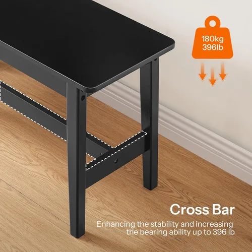 Miniatura 8 de HOOBRO Banco de comedor de bambú de 39.3 pulgadas, banco de mesa de cocina de granja, muebles de cocina y sala de estar, fácil de montar, resistente
