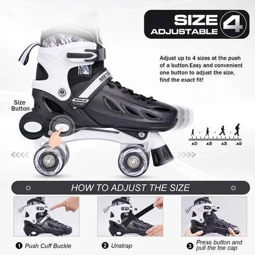 Miniatura 3 de METROLLER Patines de ruedas para niñas de 5 a 8 a 12 años y niños y adolescentes, 4 tamaños ajustables para niños pequeños con ruedas iluminadas