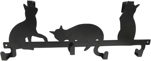 Miniatura 6 de Evelots Organizador para colgar toallas y abrigos sobre la puerta, con 4 ganchos, diseño de gatito, fácil instalación sin herramientas, hierro