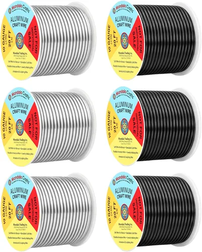 Miniatura 40 de Mandala Crafts - Alambre de aluminio anodizado de 8 calibre para hacer joyas - 9.75 m de alambre flexible negro colorido - Flexible para bonsái