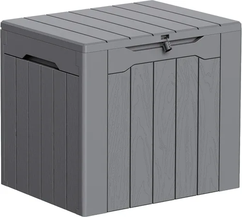 Miniatura 22 de Greesum Caja de resina de 31 galones para todo tipo de clima, cajas de almacenamiento al aire libre para juegos de muebles de patio, juguetes al