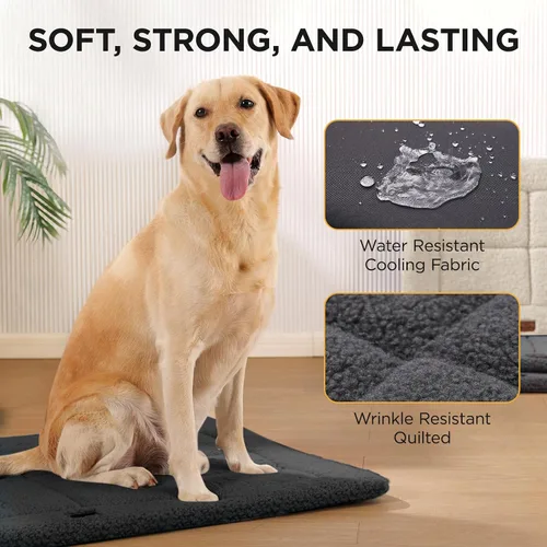 Miniatura 4 de Joydeco Colchoneta Reversible para Jaula de Perro de Perfil Bajo, Almohadilla Lavable para Perro con Vellón Ultra Suave, Diseño Compacto