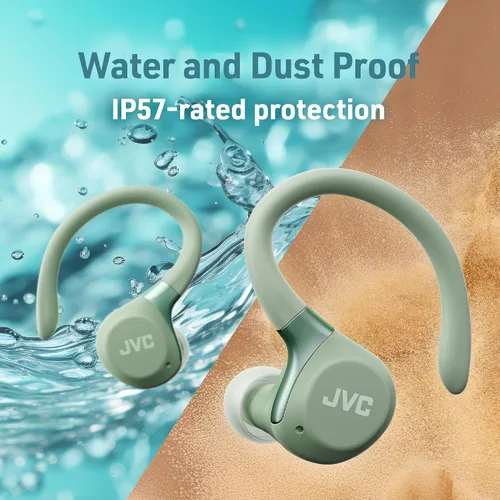 Miniatura 5 de JVC Fitness Series - Auriculares deportivos inalámbricos con ganchos ajustables, cancelación activa de ruido, modo de sonido ambiental, IP57 Verde