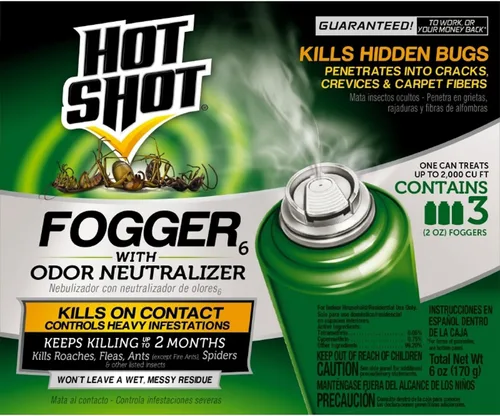 Miniatura 17 de Hot Shot ¡No-Mess! Nebulizador con Neutralizador de Olores 3 Unidades - Latas de 1.2 Onzas, Mata Insectos Ocultos, No Necesita Apagar las Luces