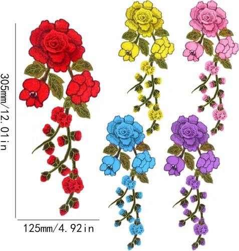 Miniatura 3 de 10 parches decorativos bordados de flores para coser, apliques de bordado de pétalos florales para bricolaje, jeans, chaquetas, mochilas, ropa