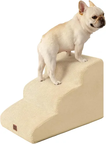 Miniatura 46 de EHEYCIGA Rampa de escaleras curvadas para perros pequeños de 15.7 pulgadas de alto, escalones para perros de 3 escalones para sofá y silla