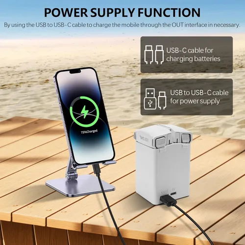 Miniatura 8 de AMAZEAR Cargador de batería para accesorios DJI Mini 5 Pro/Mini 4 3, DJI Mini5Pro Mini4/3 Series Hub de carga bidireccional con adaptador