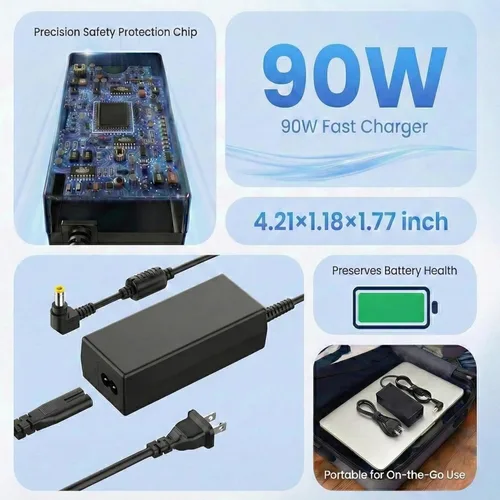 Miniatura 6 de Adaptador de corriente de repuesto de 19 V y 90 W compatible con Westinghouse TV, cable de fuente de alimentación de punta de 0.217 x 0.098 in
