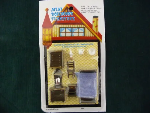 Miniatura 2 de Casa de muñecas Minaiture Juego de muebles de dormitorio de plástico a escala 1:48
