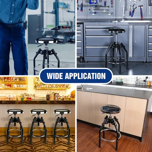 Miniatura 7 de WORKPRO Taburete de Taller Hidráulico Ajustable de Servicio Pesado, Taburete de Bar para Garaje, 29 a 33.86 pulgadas, Capacidad de 330 Libras, Negro