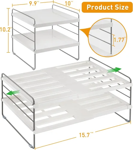 Miniatura 3 de Paquete de 2 organizadores de despensa y almacenamiento, organizador expandible de papel de aluminio y envoltura plástica, estante organizador