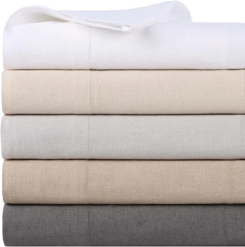 Miniatura 10 de Superior Juego de sábanas de mezcla de lino y algodón, sábanas para decoración del hogar, ropa de cama sólida moderna que incluye 1 sábana bajera