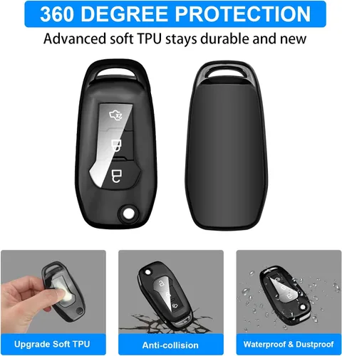 Miniatura 5 de QBUC Funda para llavero Ford, Protector de Carcasa de Llave TPU Compatible con Ford F150 F250 2015 2016 2017 2018 2019, Focus 3 Escort Kuga Everest