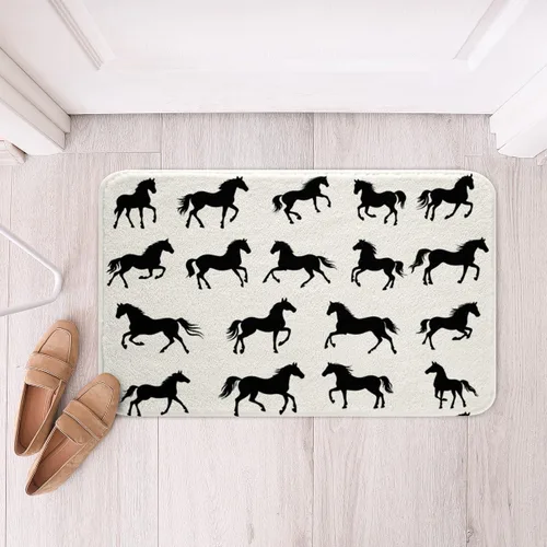Miniatura 4 de Erosebridal Alfombra de baño de caballos negros, alfombra de área de animales de granja, animales salvajes, vida silvestre, alfombra de baño