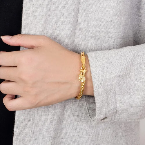 Miniatura 5 de H&Beautimer Pulsera de cadena de dragón de plata de ley 925 de moda, 5MM-7 "8" 9" Brazalete de eslabones laterales gruesos sólidos para hombre