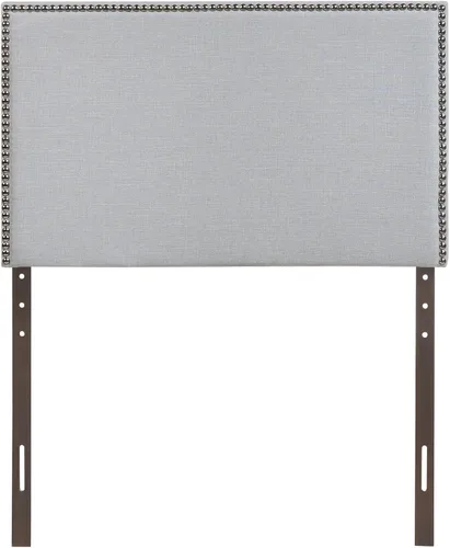 Miniatura 6 de Modway Region - Cabecero tapizado de tela de lino con ribete de cabeza de clavo, Madera Gris