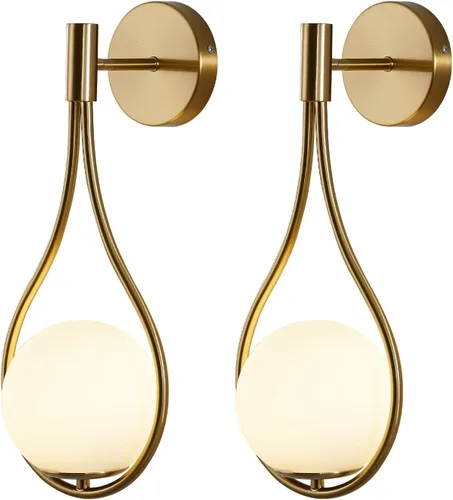 Miniatura 11 de KCO Lighting - Aplique de pared con diseño de gota de mediados de siglo, lámpara de pared de latón cepillado, lámpara de montaje en pared