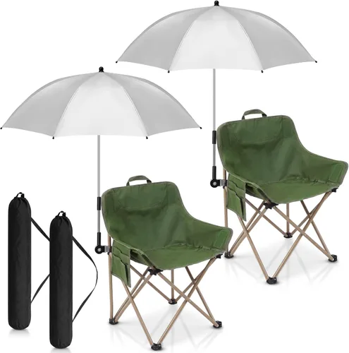 Miniatura 9 de 2 Set Beach Chair with Umbrella Foldable Camping Chair Adjustable and Fold up Umbrella with Storage Bag for Outdoors Fishing Camping Hiking Travel