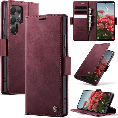 Miniatura 33 de Funda tipo cartera para iPhone 13 de piel tipo cartera con tarjetero y función atril, cierre magnético, bloqueo RFID, TPU a prueba de golpes