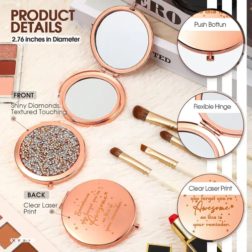 Miniatura 3 de Roowest 10 piezas de espejo compacto de regalos para mujeres, Sometimes You Forget Your Awesome Bulk Apreciation Party Favores para empleados, Oro