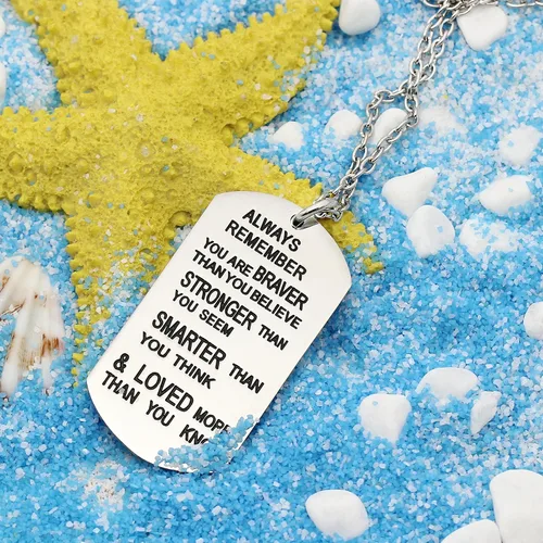 Miniatura 3 de lauhonmin Collar con colgante Always Remember You Are BraverStrongerSmarter Than You Think - Collar con colgante unisex para amigos de la familia
