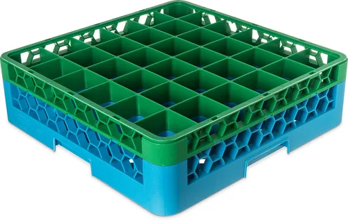 Miniatura 94 de Carlisle FoodService Products RG9-214 OptiClean Estante de vidrio con 9 compartimentos con 2 extensores, 7.12 pulgadas, polipropileno, azul