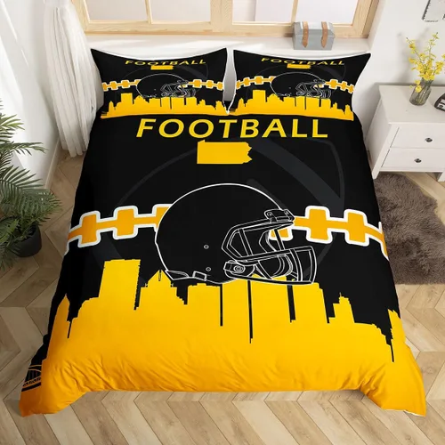 Miniatura 21 de Erosebridal Funda de edredón de fútbol tamaño individual, juego de ropa de cama de fútbol para niños, niños y niñas, funda de edredón con 1 funda