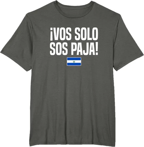 Miniatura 7 de Camiseta Vos Solo Sos Paja Salvadoran Slang Bandera de El Salvador, Negro