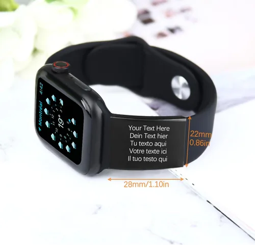 Miniatura 3 de Etiqueta de identificación de alerta grabada personalizada para correa de reloj con nombre, texto, etiqueta rectangular de acero inoxidable