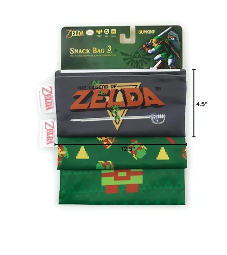 Miniatura 8 de Bumkins Nintendo Bolsas reutilizables para sándwiches y aperitivos, para el almuerzo escolar de los niños y para porciones de adultos, tela lavable