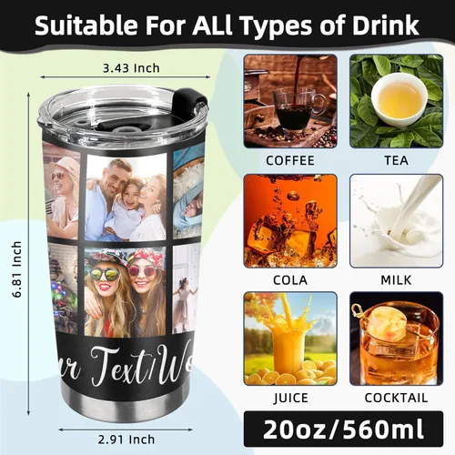 Miniatura 4 de Taza Personalizada de Viaje con Aislamiento al Vacío Personalizable con Tus Fotos y Texto Taza de Café Regalo de Navidad Cumpleaños