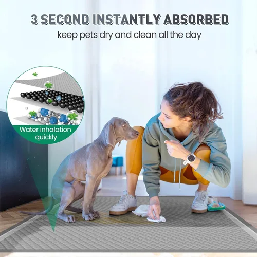 Miniatura 4 de Boscute Almohadillas de carbón para cachorros con control de olores, almohadillas de entrenamiento de mascotas a prueba de fugas con cinta adhesiva