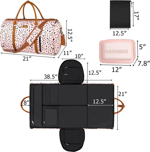Miniatura 5 de Bolsa de ropa para viaje con neceser convertible de mano para fin de semana bolsas de viaje grandes para mujeres 2 en 1 bolsa colgante para traje