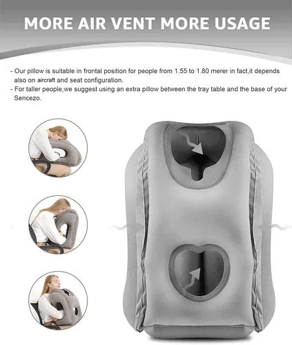 Miniatura 2 de Almohada inflable de viaje mejorada para avión, almohada para cabeza y cuello, fácil de inflar y desinflar almohada de vuelo con válvula súper