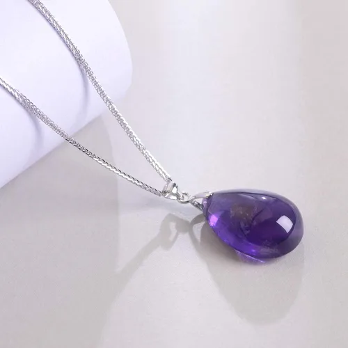 Miniatura 3 de iSTONE - Collar de plata de ley 925 con dije de lapislázuli para mujer, piedra preciosa natal con cadena de plata de 18 pulgadas