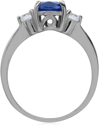 Miniatura 3 de Silvershake 8x6mm Oval Shape 925 Sterling Silver Engagement Ring