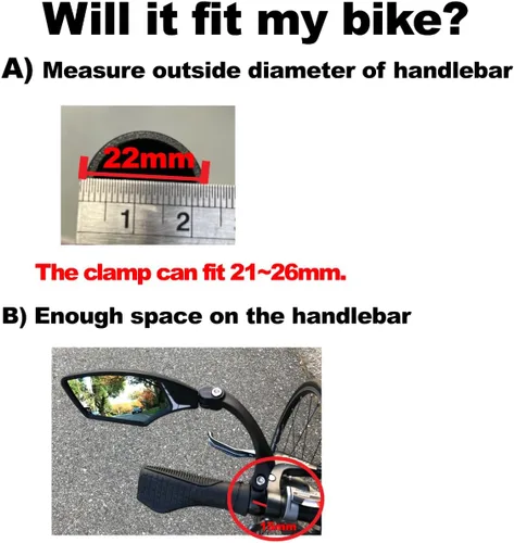 Miniatura 5 de Hafny - Espejo para manubrio de bicicleta – Vidrio HD, ángulo amplio, ajustable 360° de vista trasera – Resistente a roturas, antirreflejos