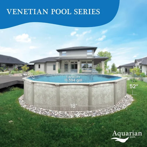 Miniatura 21 de Aquarian - Piscina para exteriores con marco de acero por encima del nivel del suelo, redonda, 24 x 52 pulgadas, veneciana Veneciano