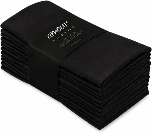 Miniatura 11 de AMOUR INFINI Juego de 12 servilletas de tela de algodón, servilletas suaves de primera calidad con bordes con dobladillo, calidad de hotel de 18 x