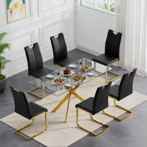 Miniatura 34 de Juego de mesa de comedor redonda de 3 piezas para 2, mesa de cocina moderna de vidrio plateado y sillas para 2 con sillas tapizadas, juego de mesa