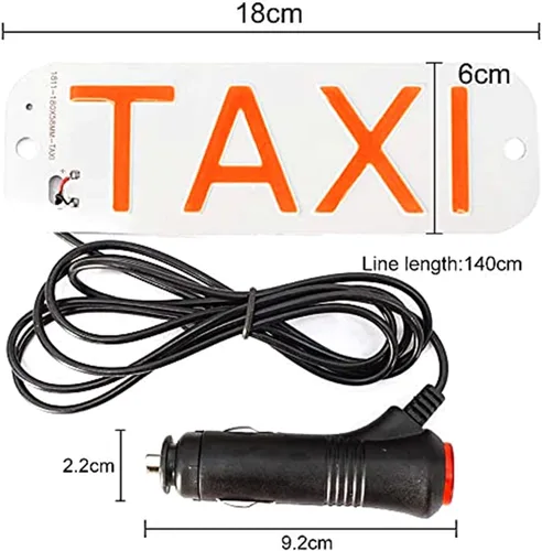 Miniatura 5 de Luz de taxi con enchufe Cig-arette, montaje de succión de taxi de 12 V CC en la lámpara de taxi con cubierta de viento del automóvil, 2 modos de Rojo