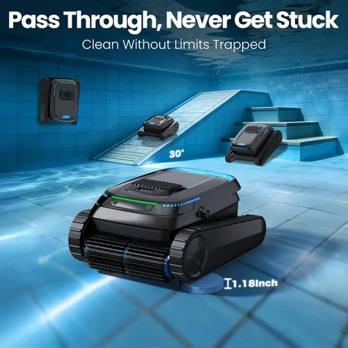 Miniatura 5 de Aspiradora robótica PC10, robot limpiador de piscina inalámbrico para piscinas enterradas y sobre el suelo, navegación inteligente, potencia