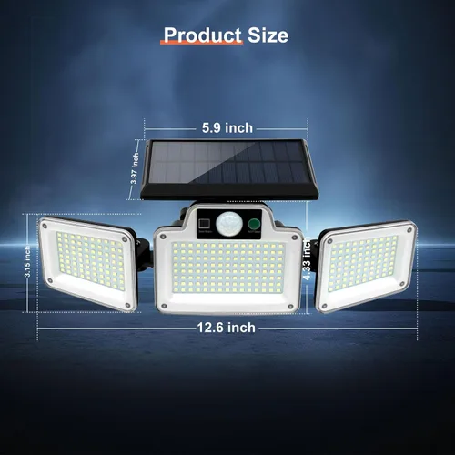 Miniatura 3 de JumJam 280 Reflectores LED Solares de Seguridad, Luces Solares para Exteriores con Sensor de Movimiento, Reflectores con Control Remoto