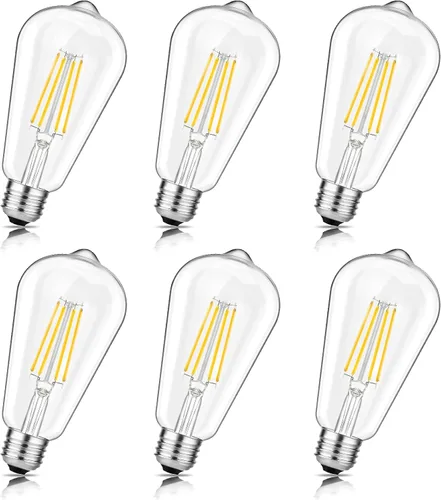 Svater – Bombillas LED vintage con diseño Edison, 6 vatios equivalentes a 60 vatios, luz blanca neutra de alta luminosidad 4000K, bombillas de