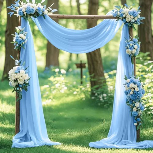 Miniatura 3 de 1 panel de 20 pies para arco de boda, tela transparente azul bebé para drapear, cortinas de gasa para arcos de boda, cortinas azul claro, cortinas